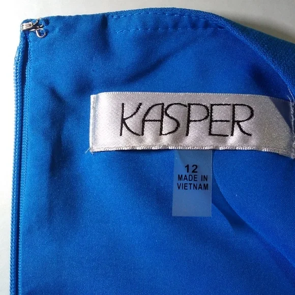 Kasper women's crew neck sleeveless blue dress - Picture 5 of 9